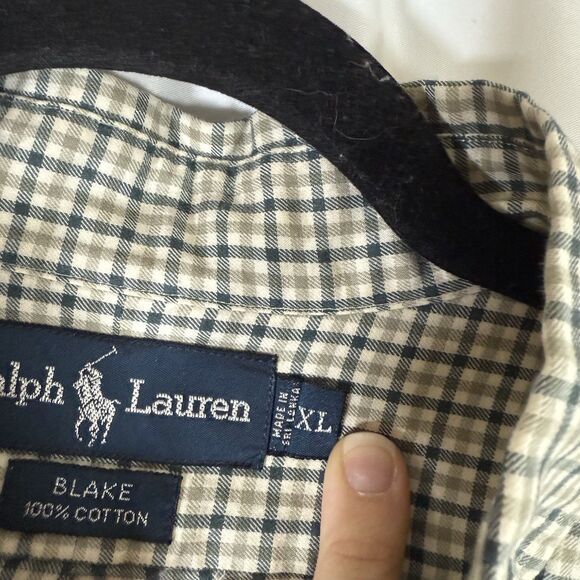 Ralph Lauren Blake Dress Shirt Men's XL Brown Blue Plaid Button Up Long Sleeve - Picture 6 of 11